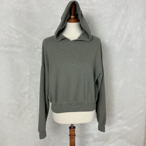 Naadam Women's Café Cotton Cashmere Cropped Hoodie Knit Sweater L - Picture 1 of 7